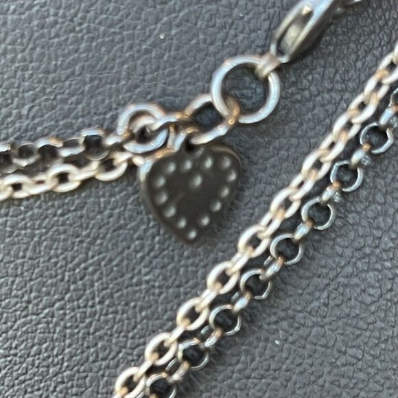 STELLA & DOT Silver Gun Metal Tone KEY CROSS COIN Labradorite Charm Necklace - Picture 5 of 6